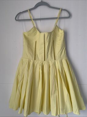 NWT Rich & Famous Yellow Spaghetti Strap Fit-and-Flare Dress Size M